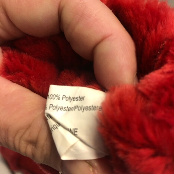 Cozy Red Plush Mittens to keep your hands warm on chilly days- 100% polyester. - Picture 6 of 7